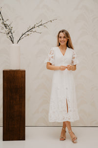 Lunette Emb Dress White