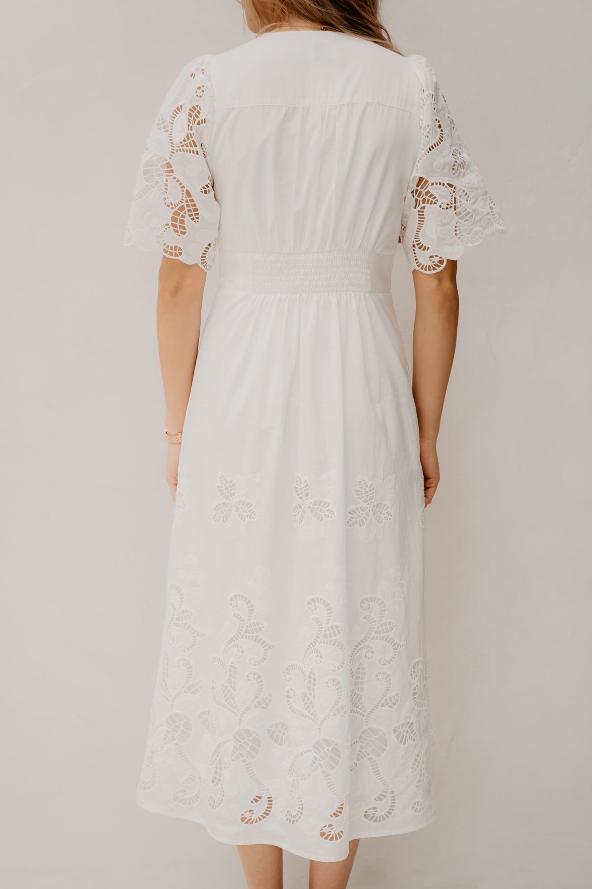 Lunette Emb Dress White