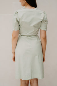 Wrap Dress Linnen Structure Print Pistachio