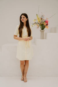 Dress V Neck Pastel Yellow