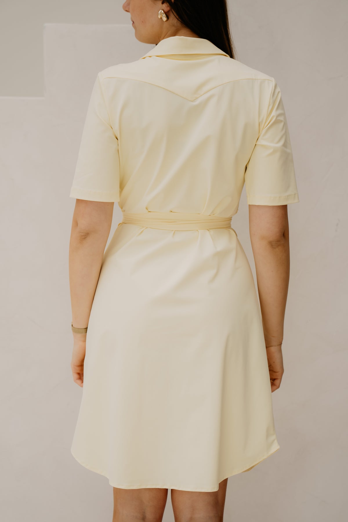 Dress V Neck Pastel Yellow