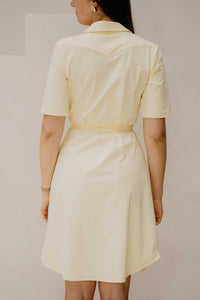 Dress V Neck Pastel Yellow