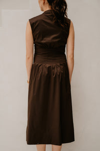 Irene Poplin Dress Production Chocolate Brown