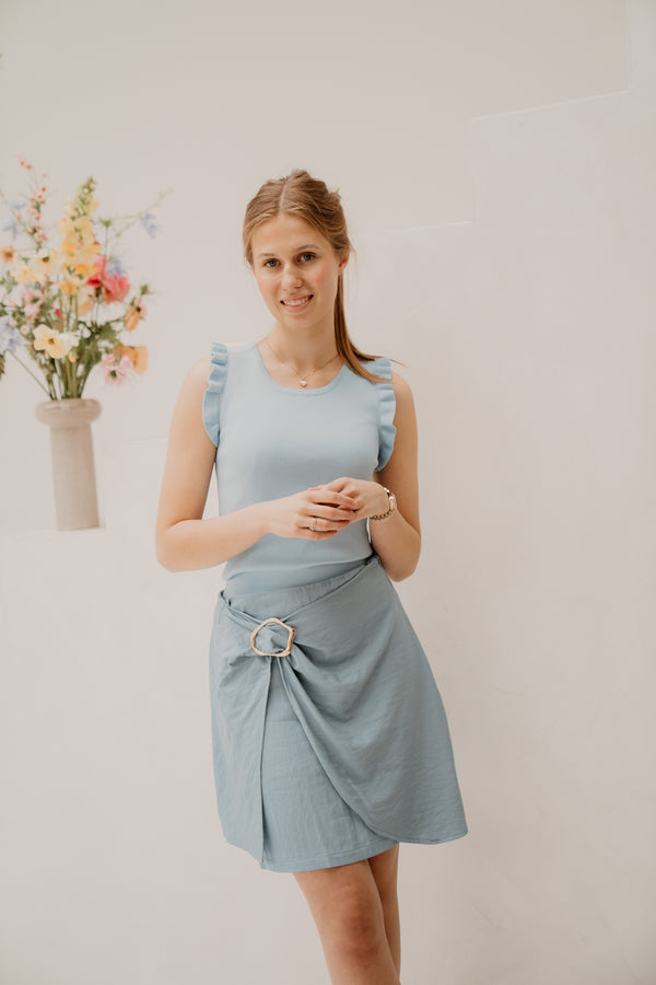 Serena ruffle top blauw