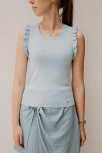 Serena ruffle top blauw