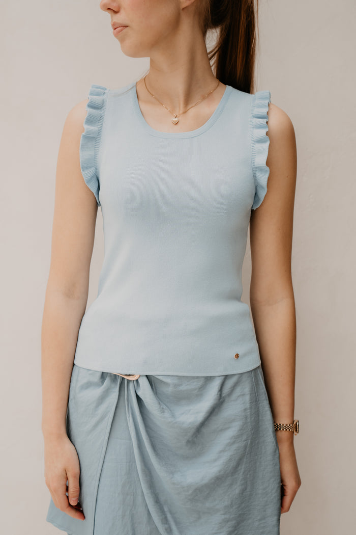 Serena ruffle top blauw