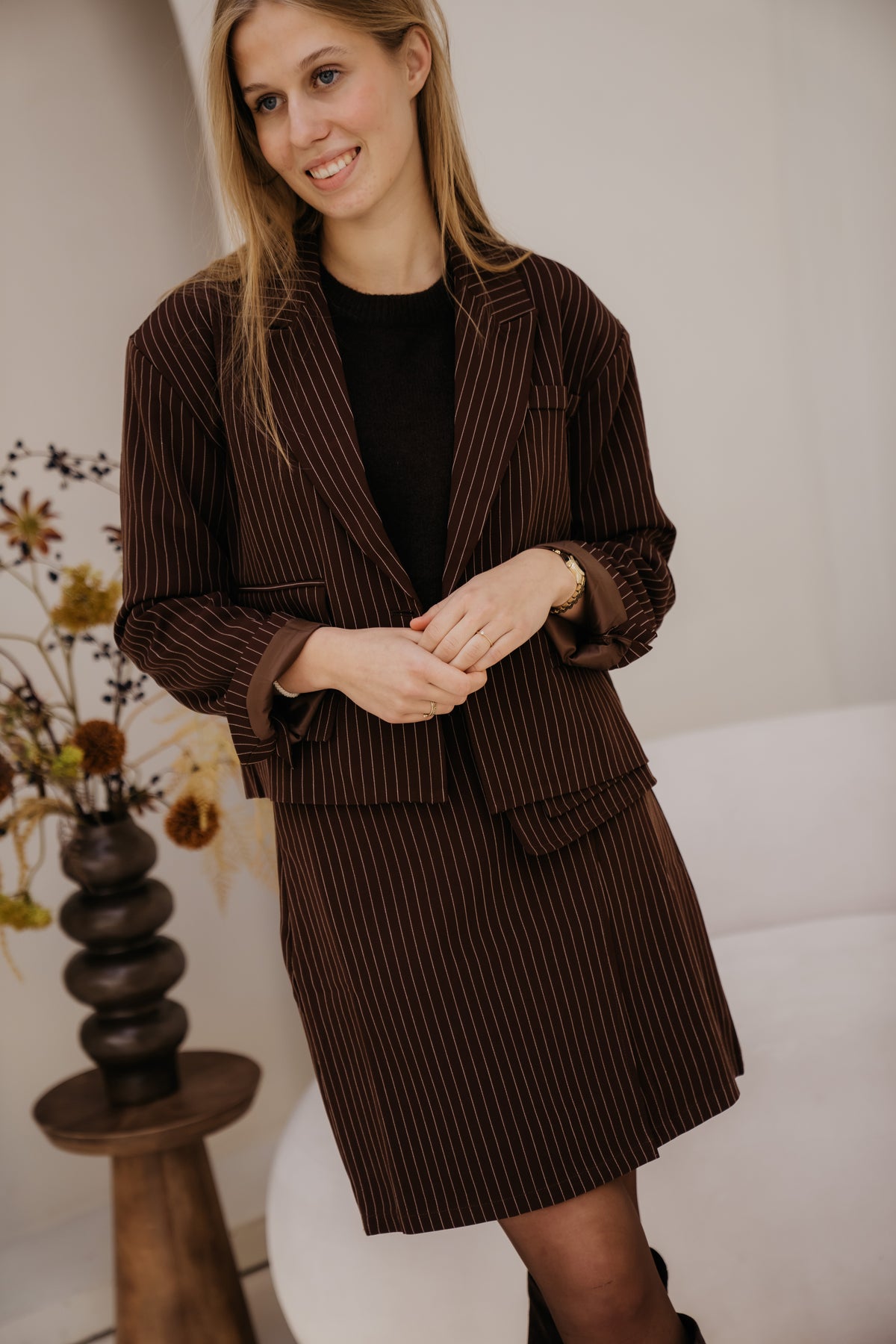 Babbet short blazer brown stripe