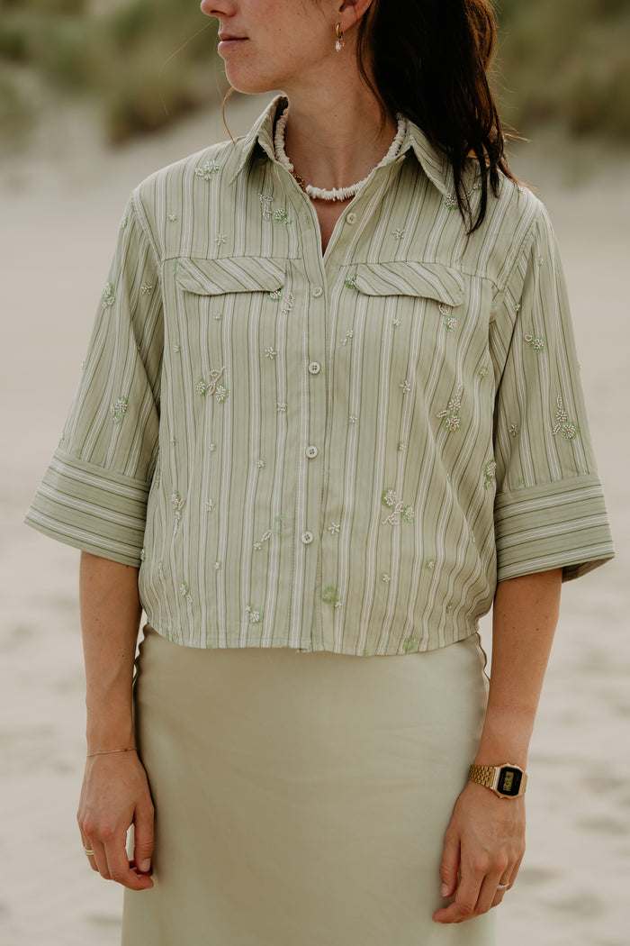Wiepke blouse met opdruk groen
