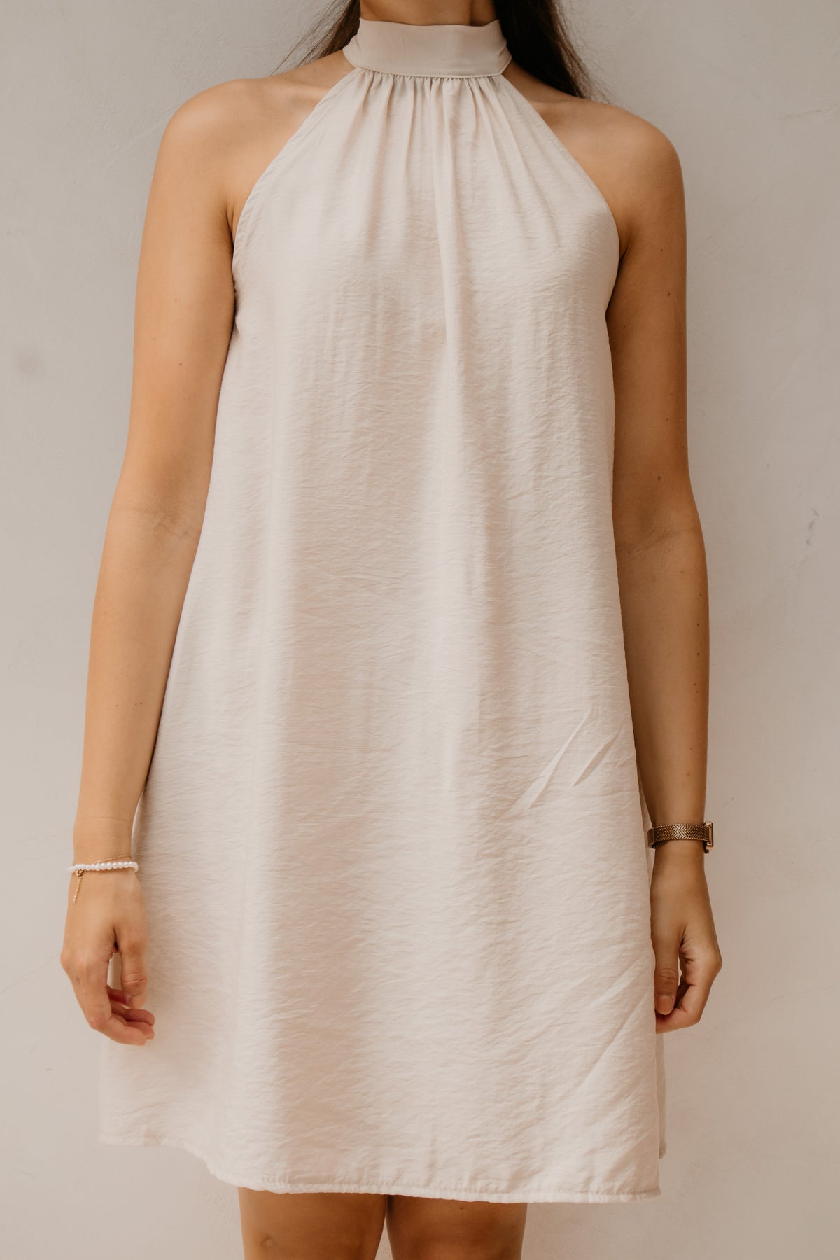 Wieke halter dress sand