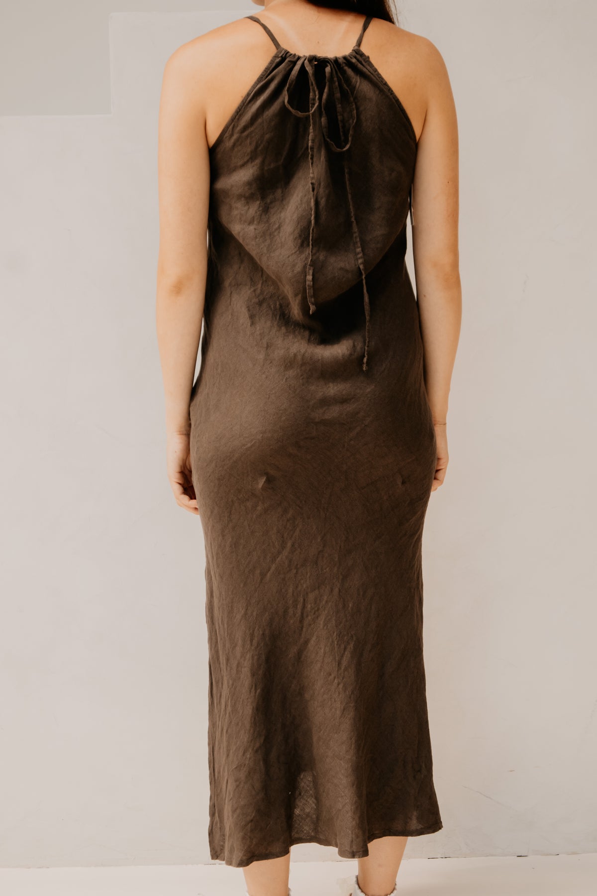 Wendela linen dress darkbrown