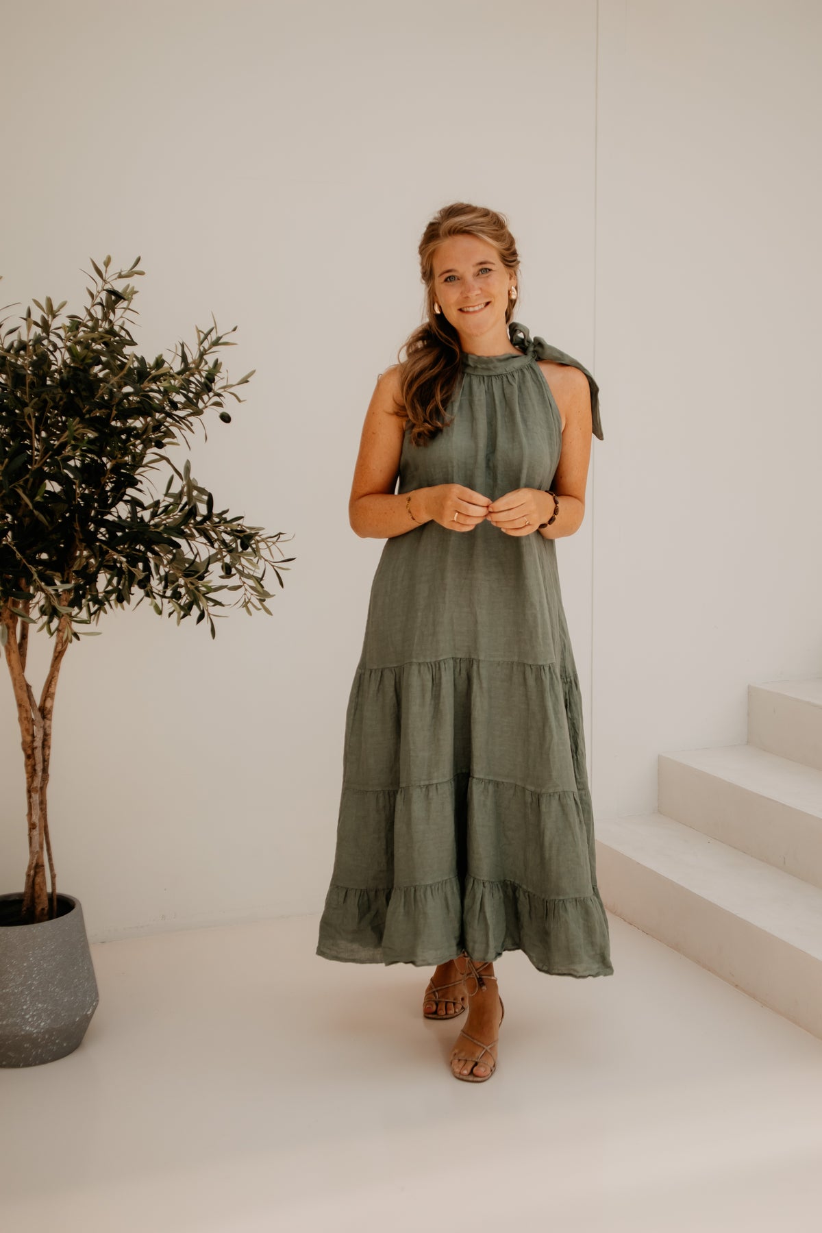 Yenna strik jurk green