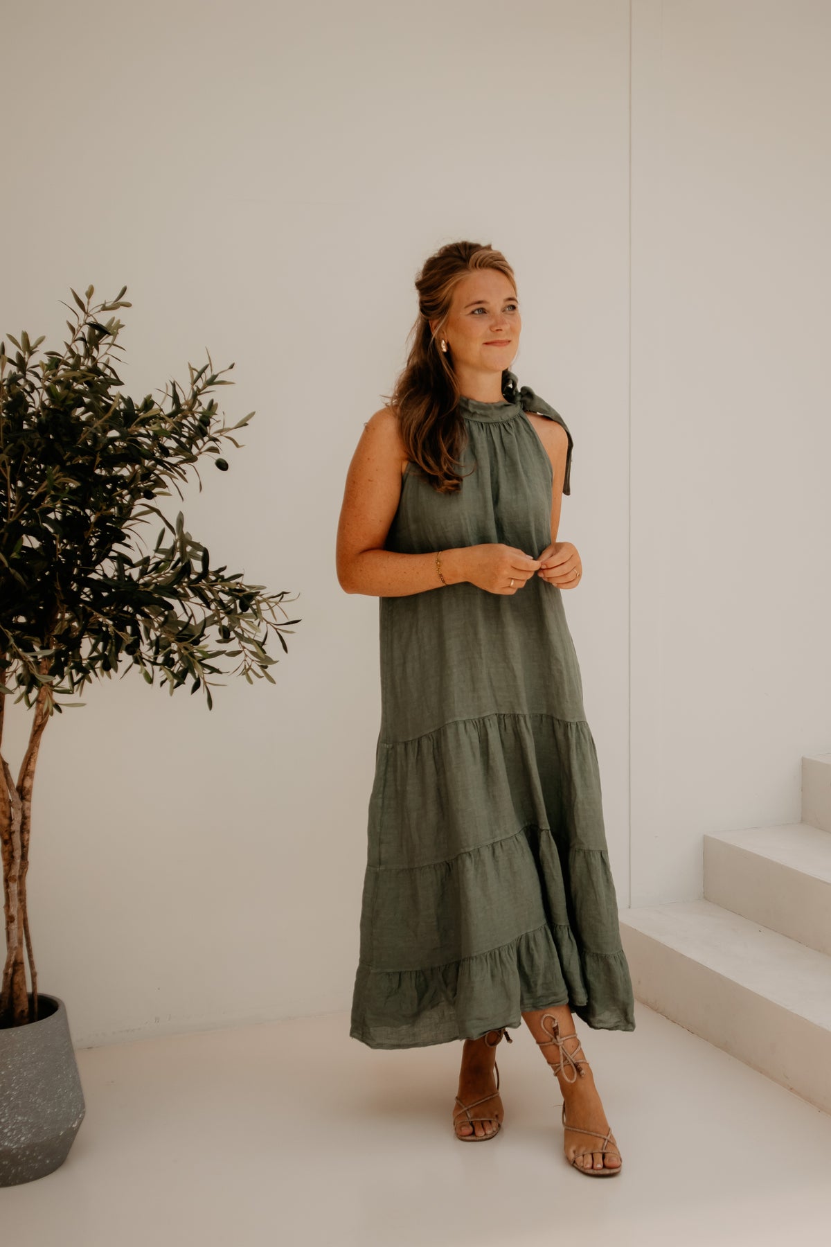 Yenna strik jurk green
