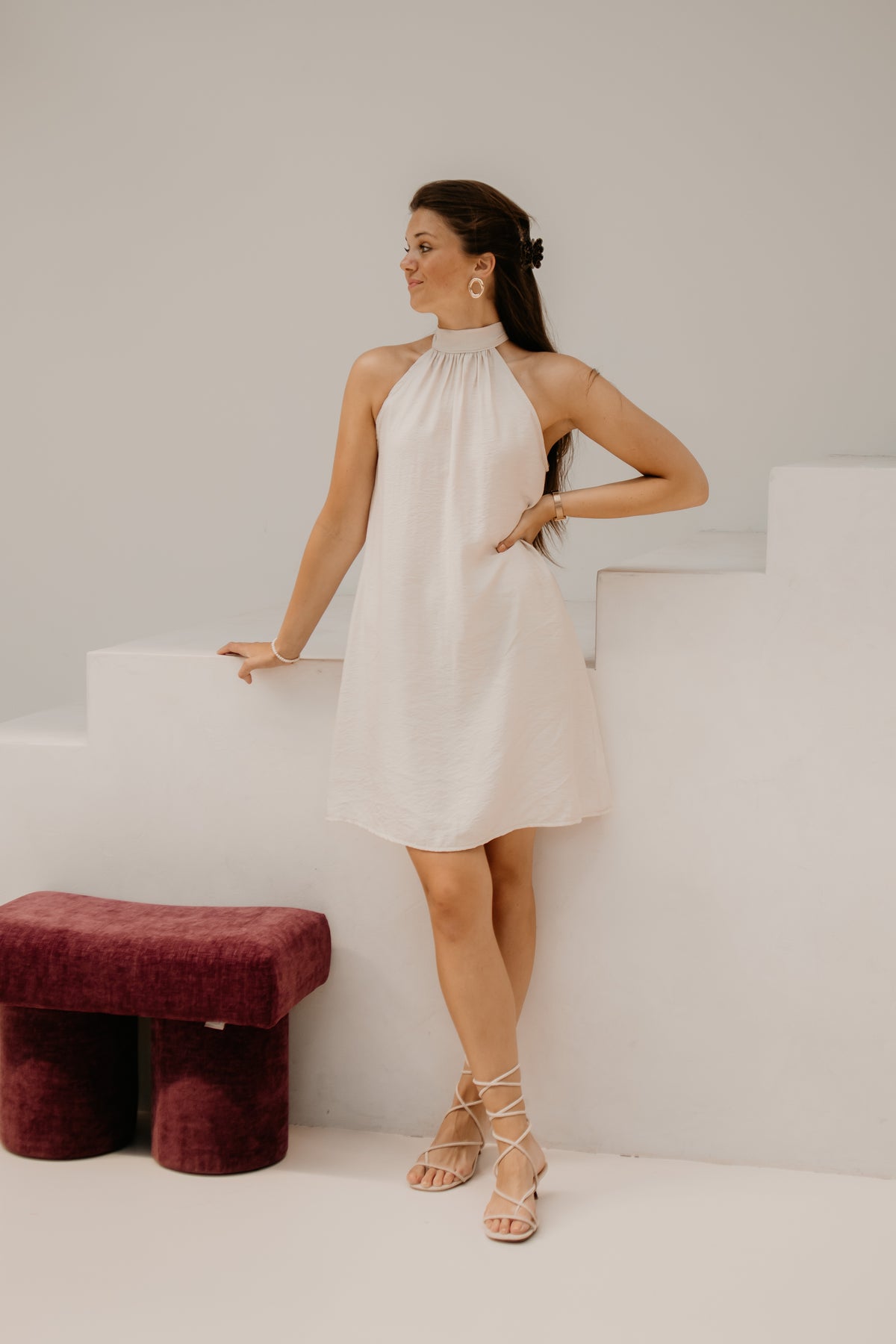 Wieke halter dress sand