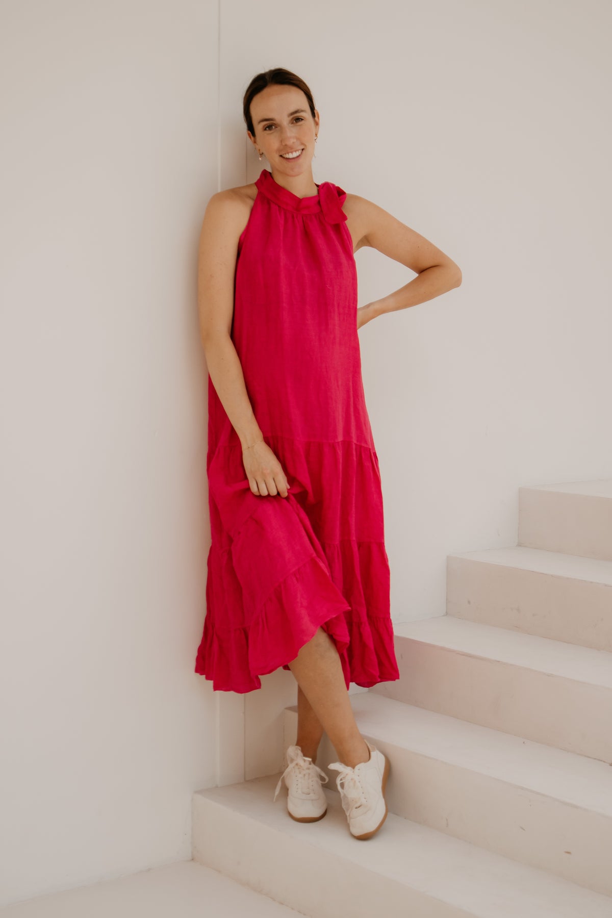 Yenna strik jurk roze