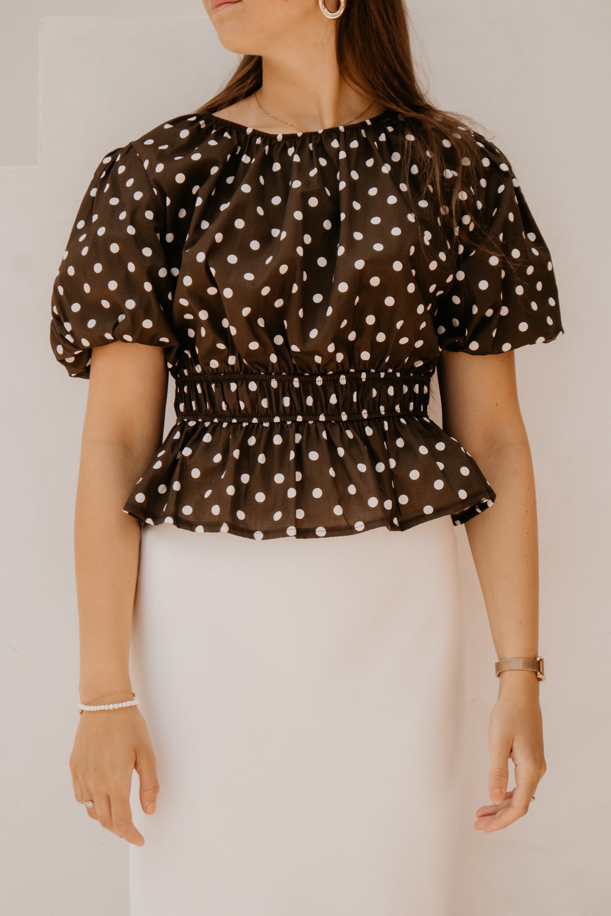 Wieke blouse stip bruin