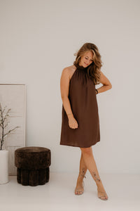 Wieke halter dress brown