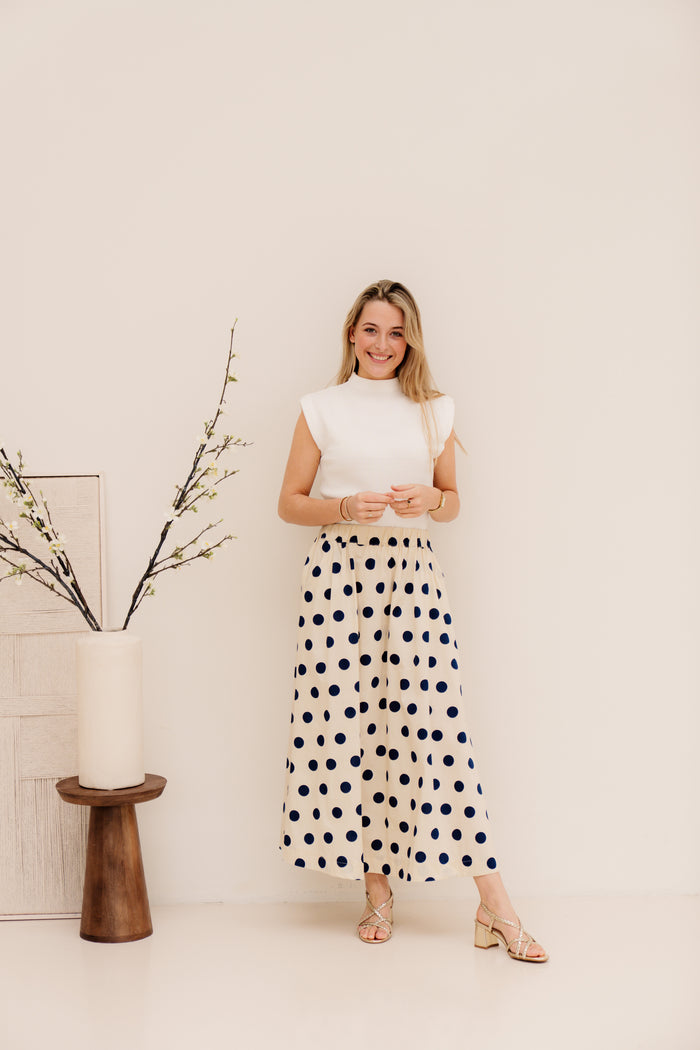 Kensi Dots Skirt Blue Beige