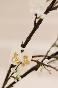 Oorbellen flower gold pearl
