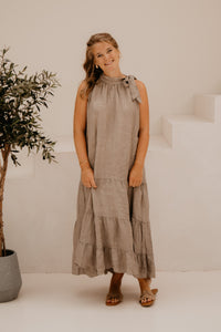 Yenna strik jurk taupe