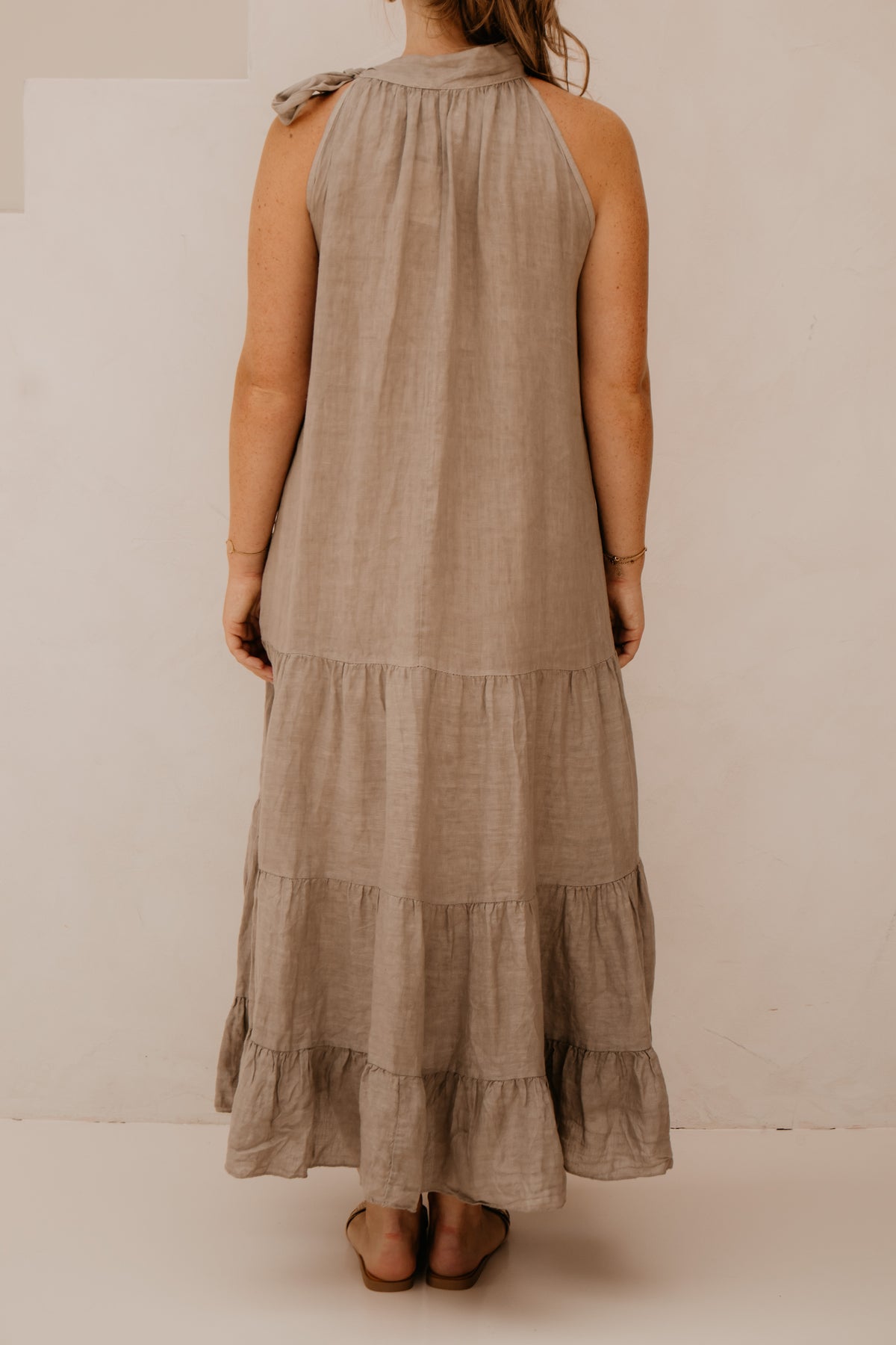Yenna strik jurk taupe