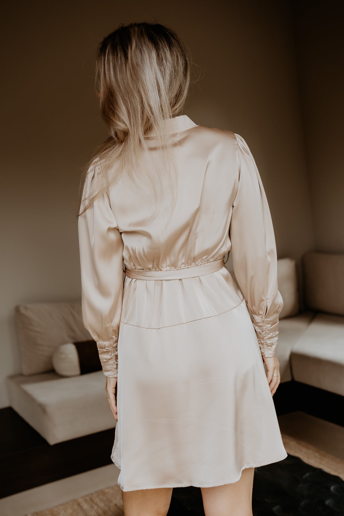 Lisa Sateen Dress Beige