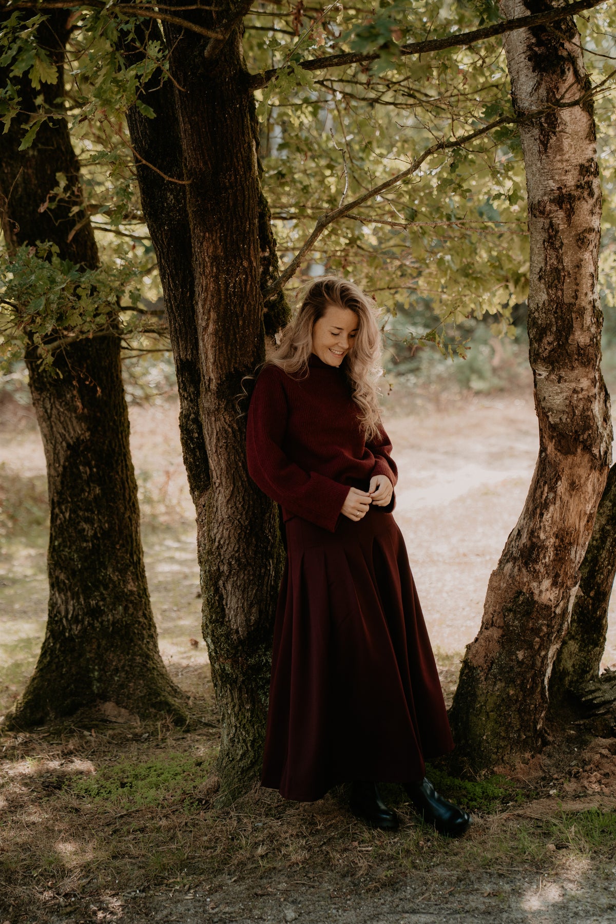 Mariella Faltenrock Lang Pflaume