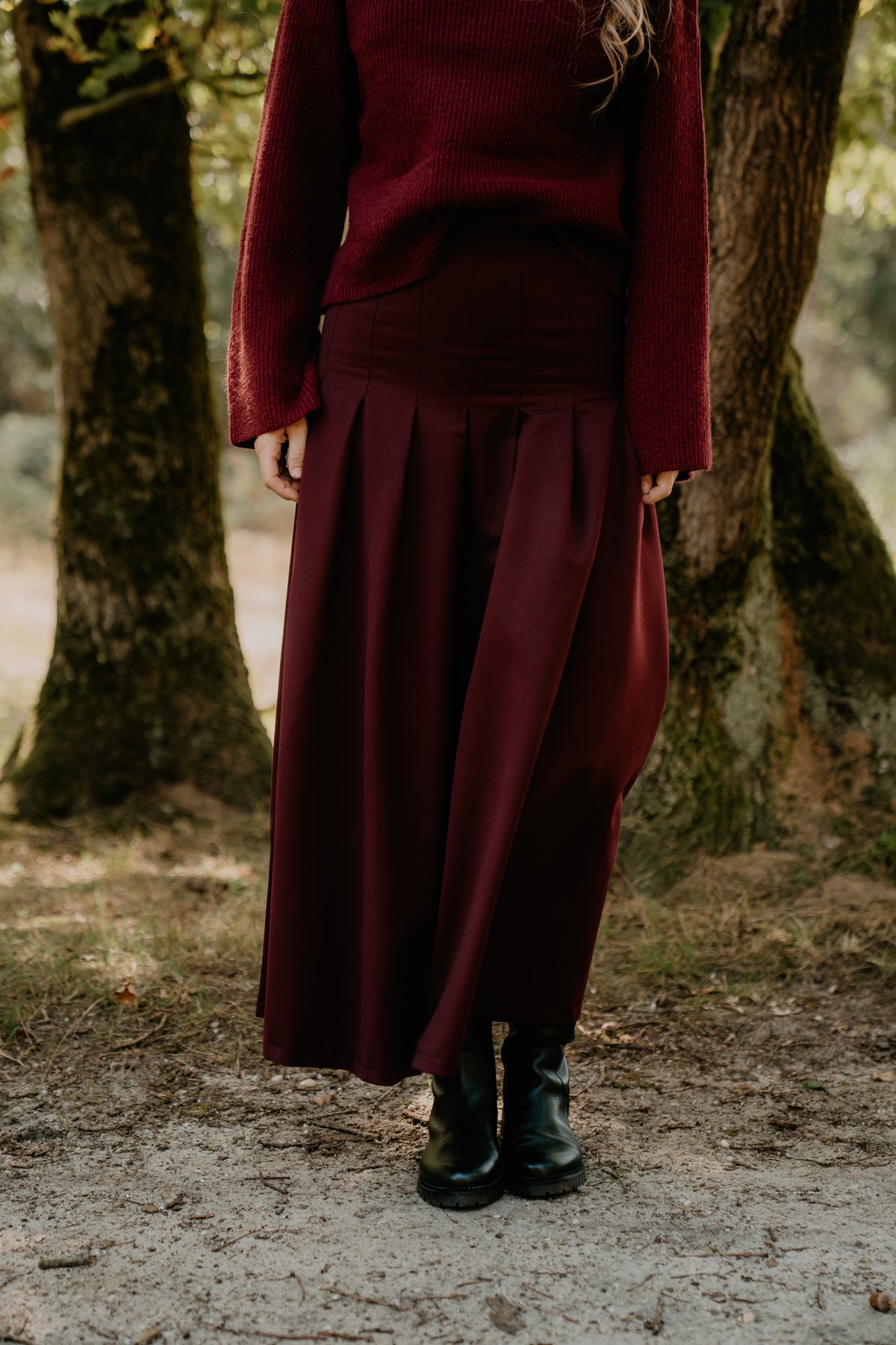 Mariella Faltenrock Lang Pflaume