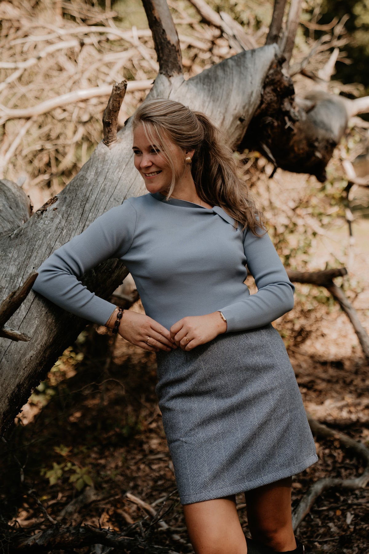 Mieke Skirt Iceblue Melange