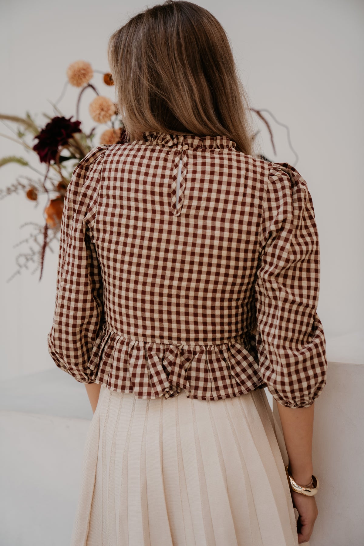 Gaby ruit top brown