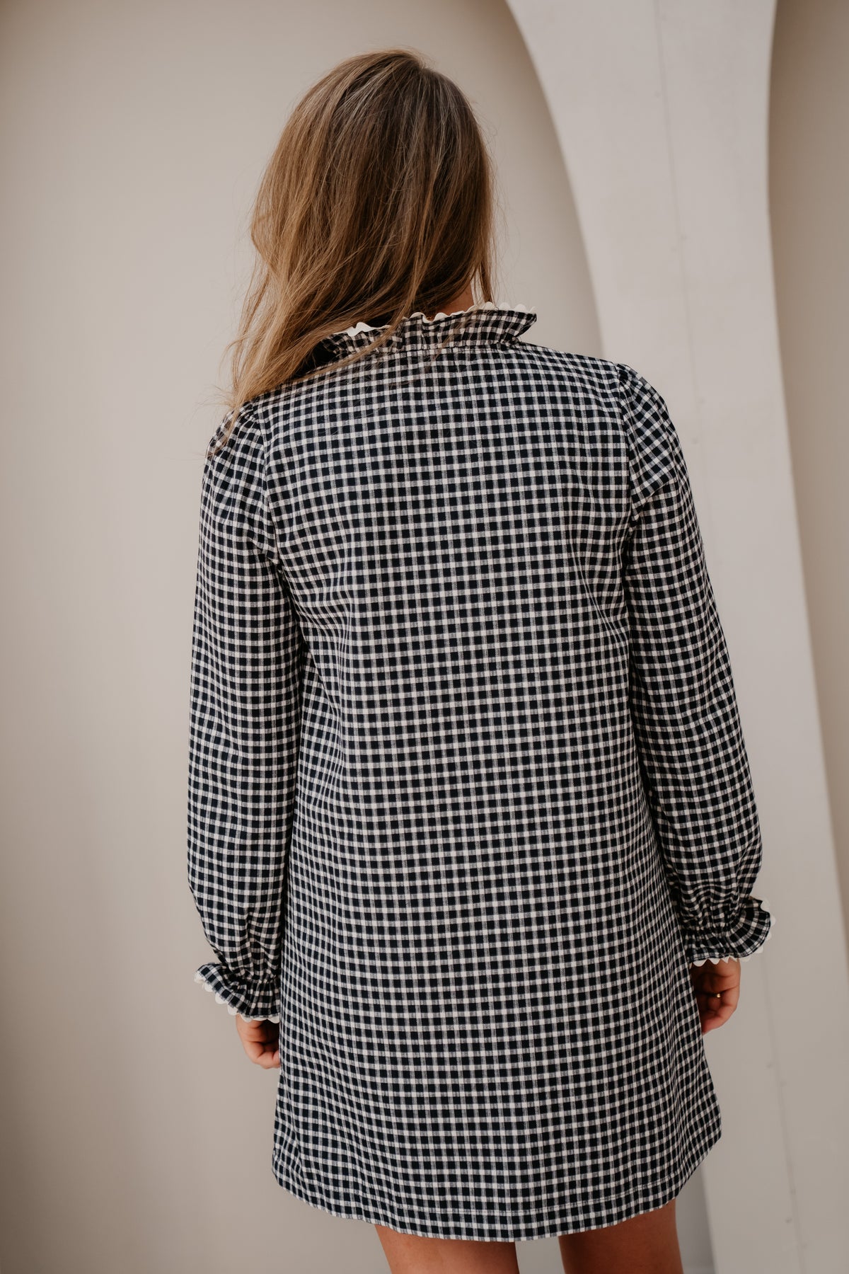 Heleen Ruit Dress Blauw/Wit