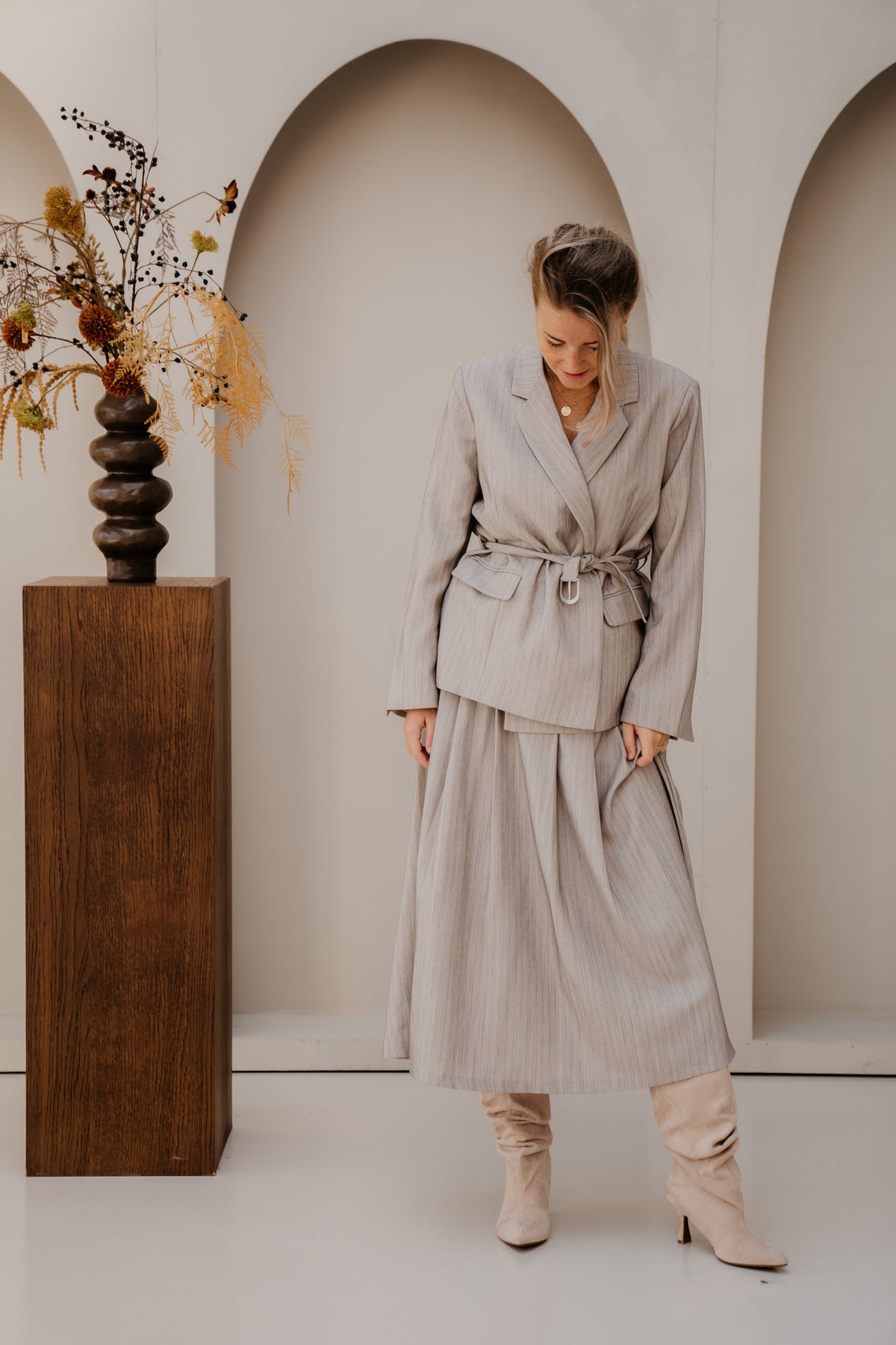 Objnimra LS double row blazer grey