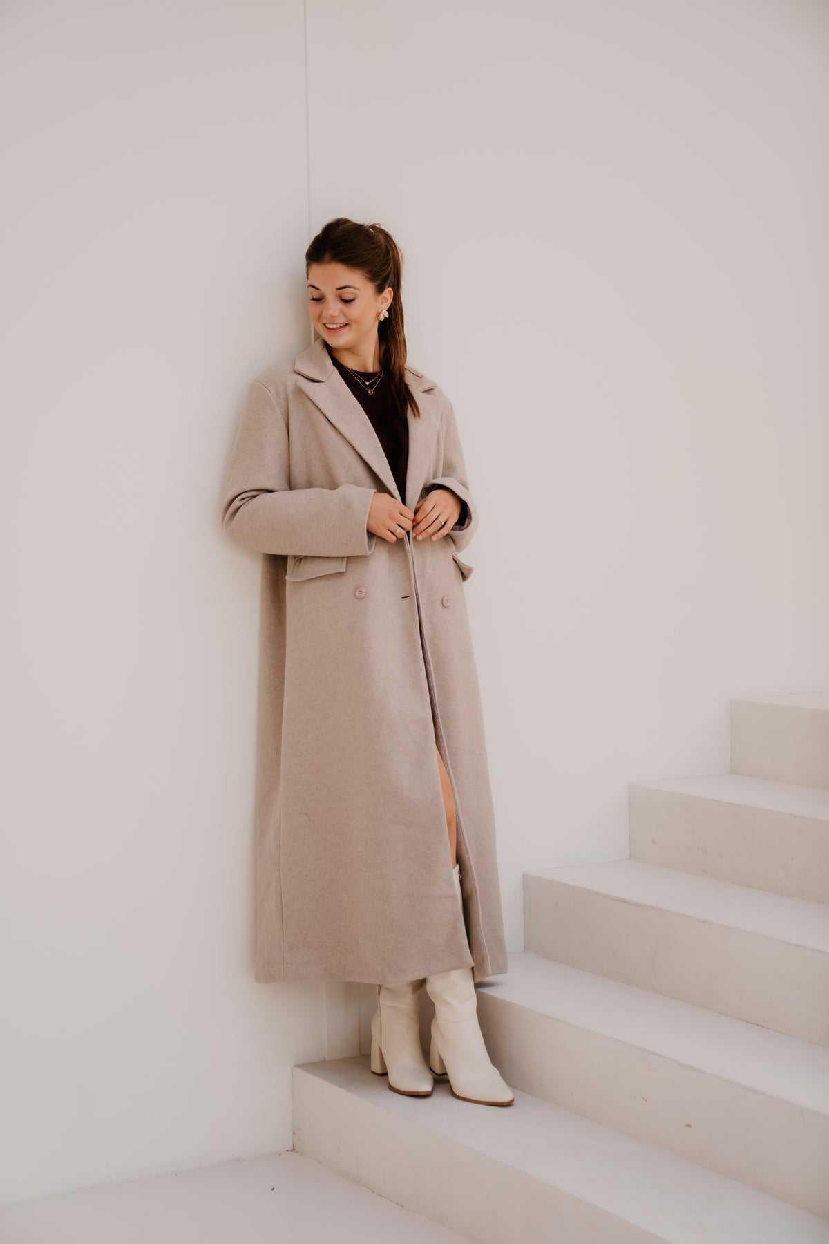 Amke taupe maxi coat