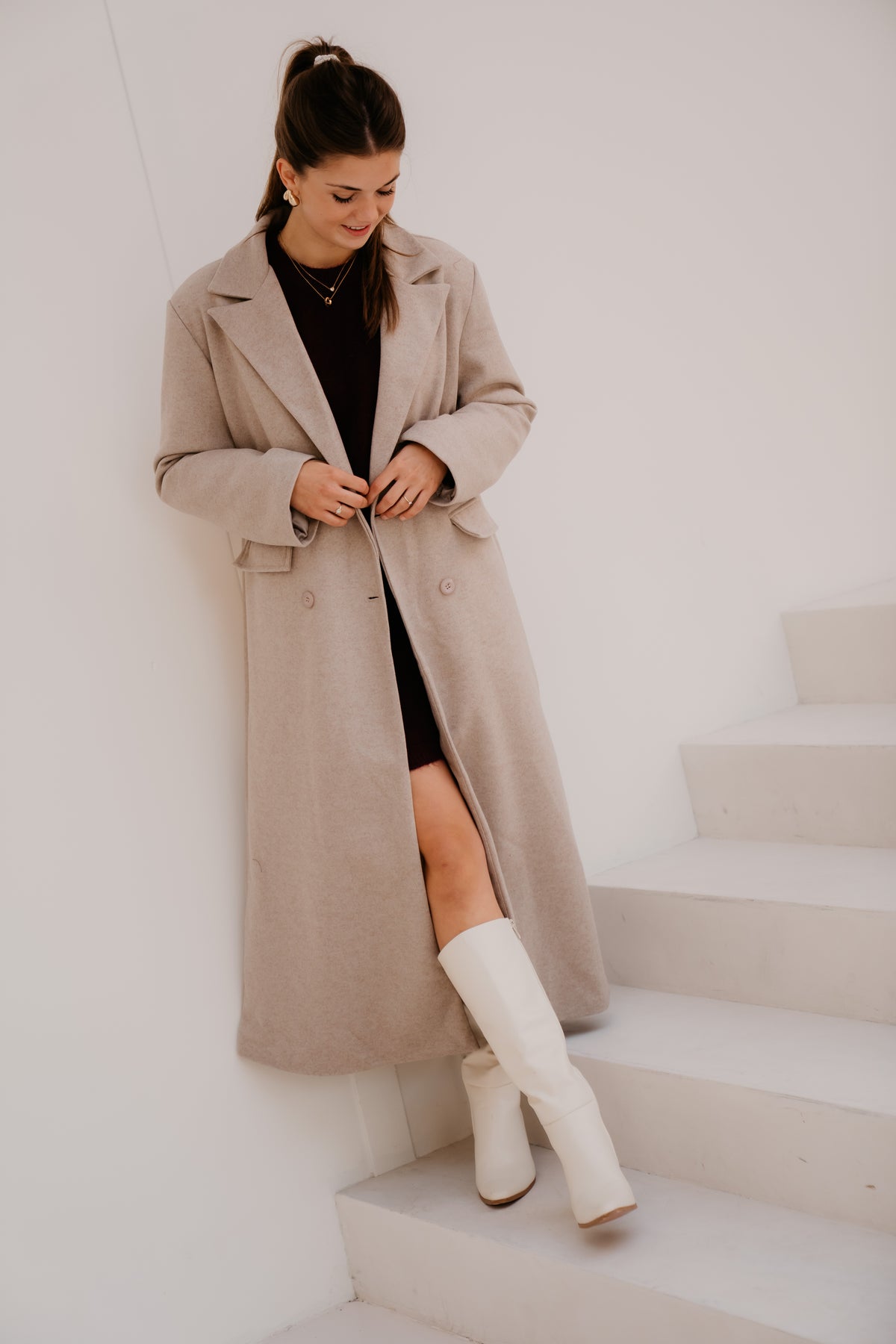 Amke taupe maxi coat