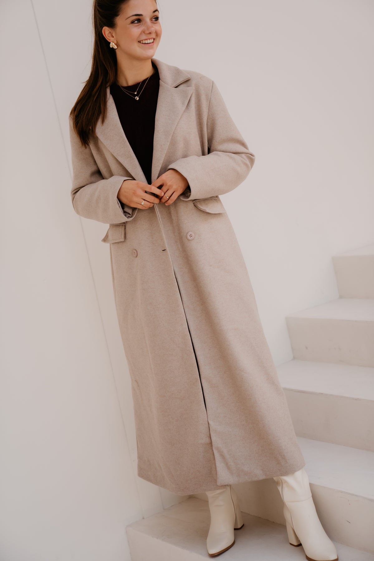 Amke taupe maxi coat