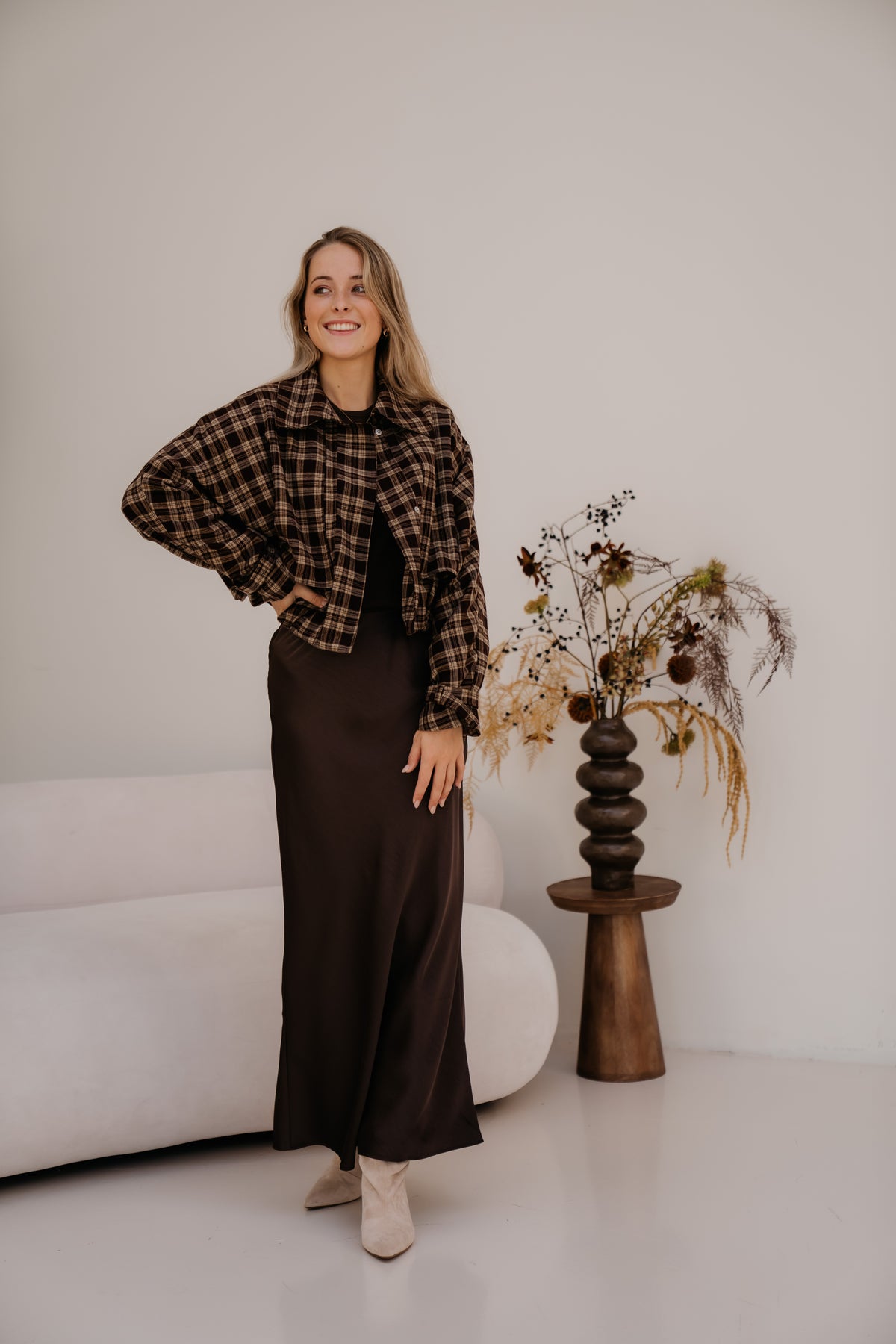 Gijsje ruit bomber brown