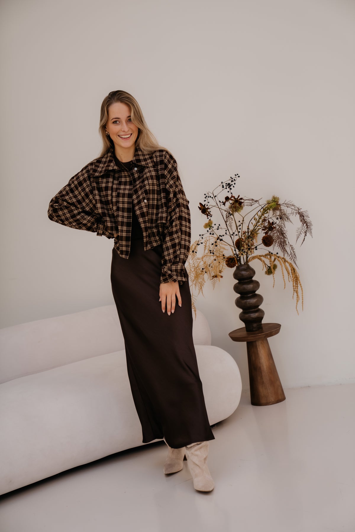Gijsje ruit bomber brown