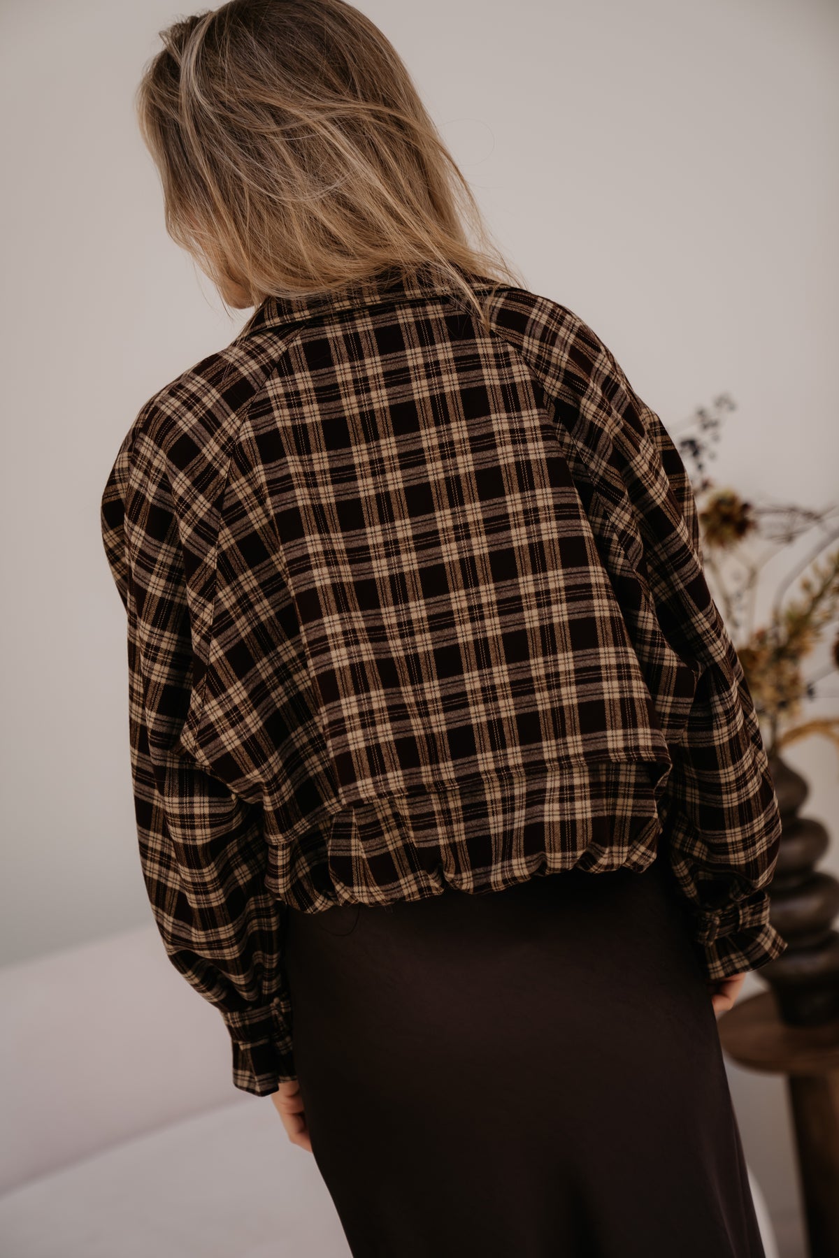 Gijsje ruit bomber brown
