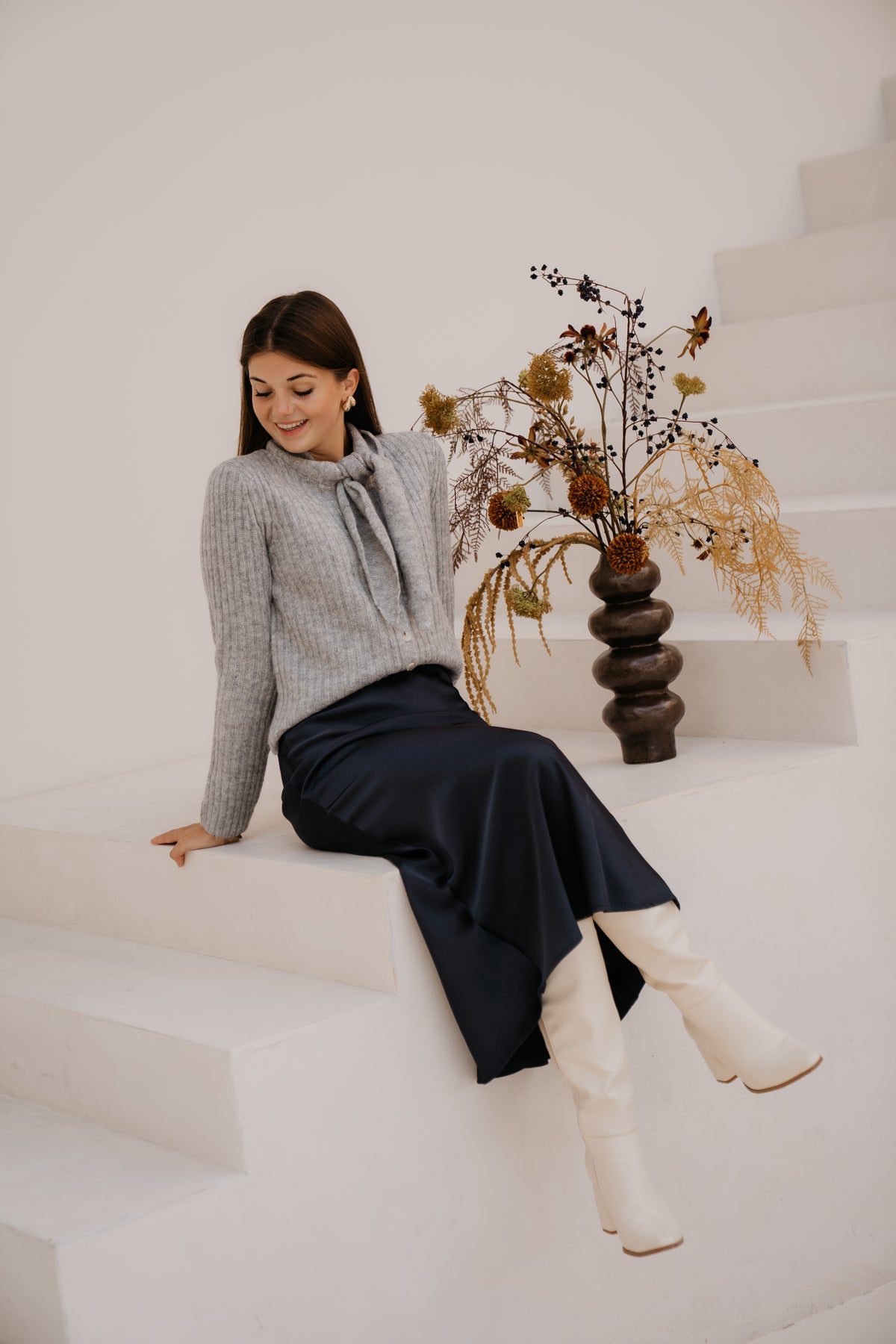 Yasdolly LS knit cardigan grey
