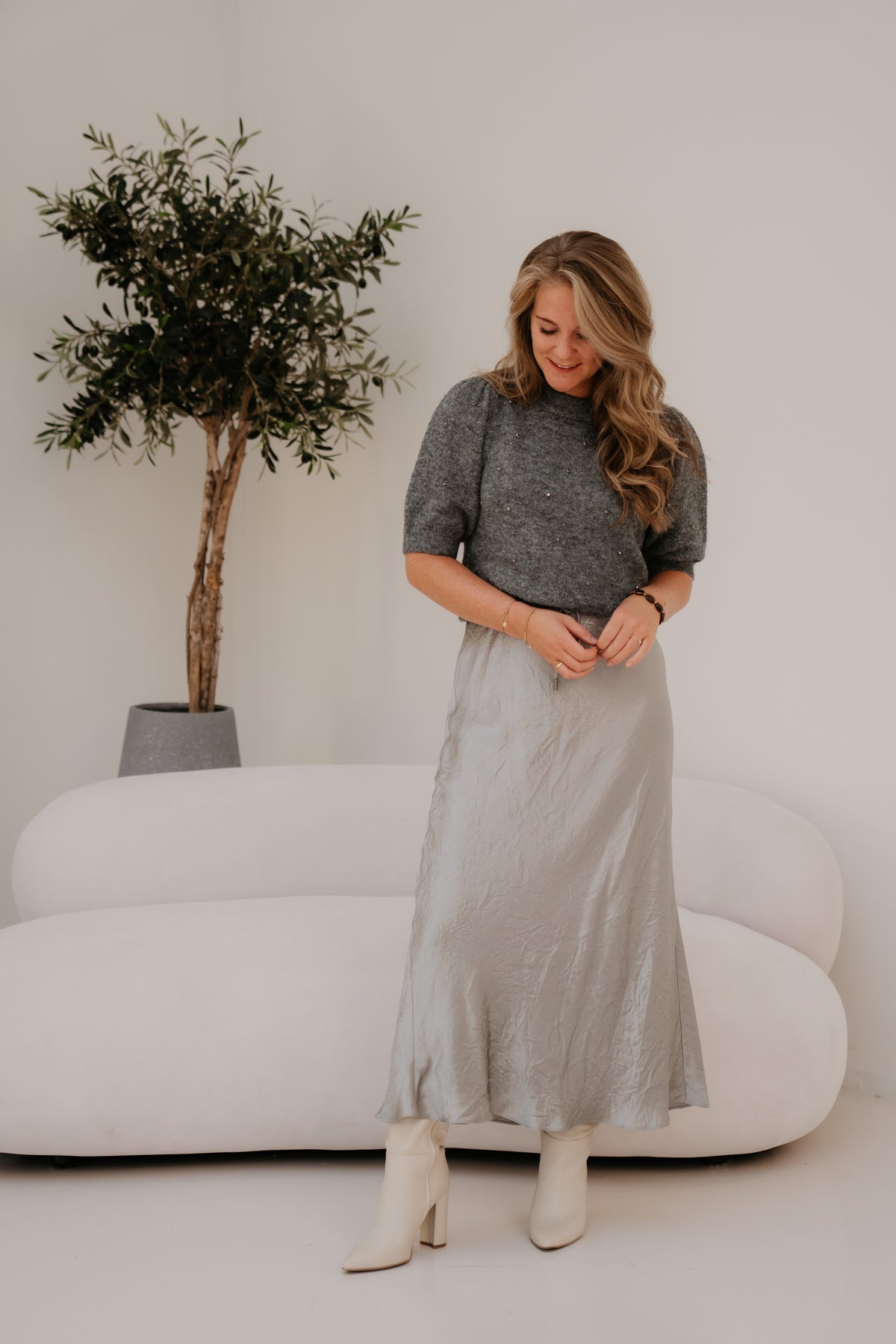 Skirt Long Acetate Light Grey 05547