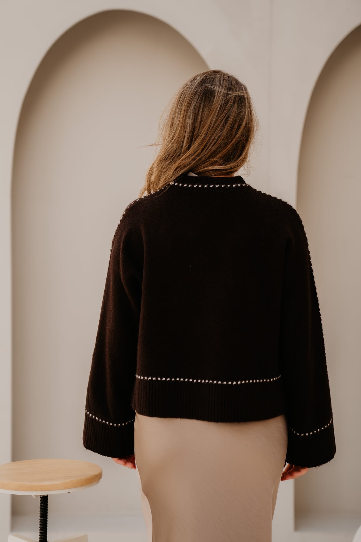 Roeme knit stitch blouse dark brown