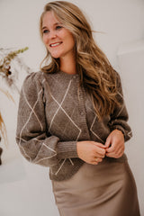 Koteas Check Knit Cardigan Taupe
