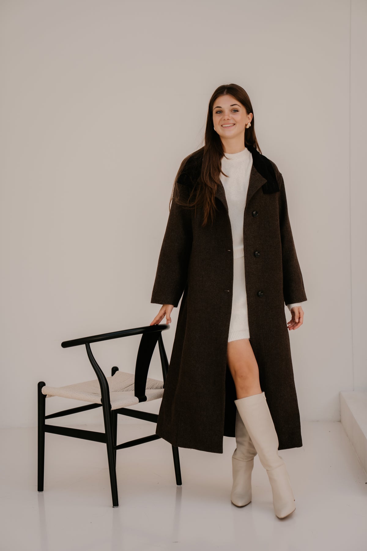 Marcel Mini Check Coat Brown
