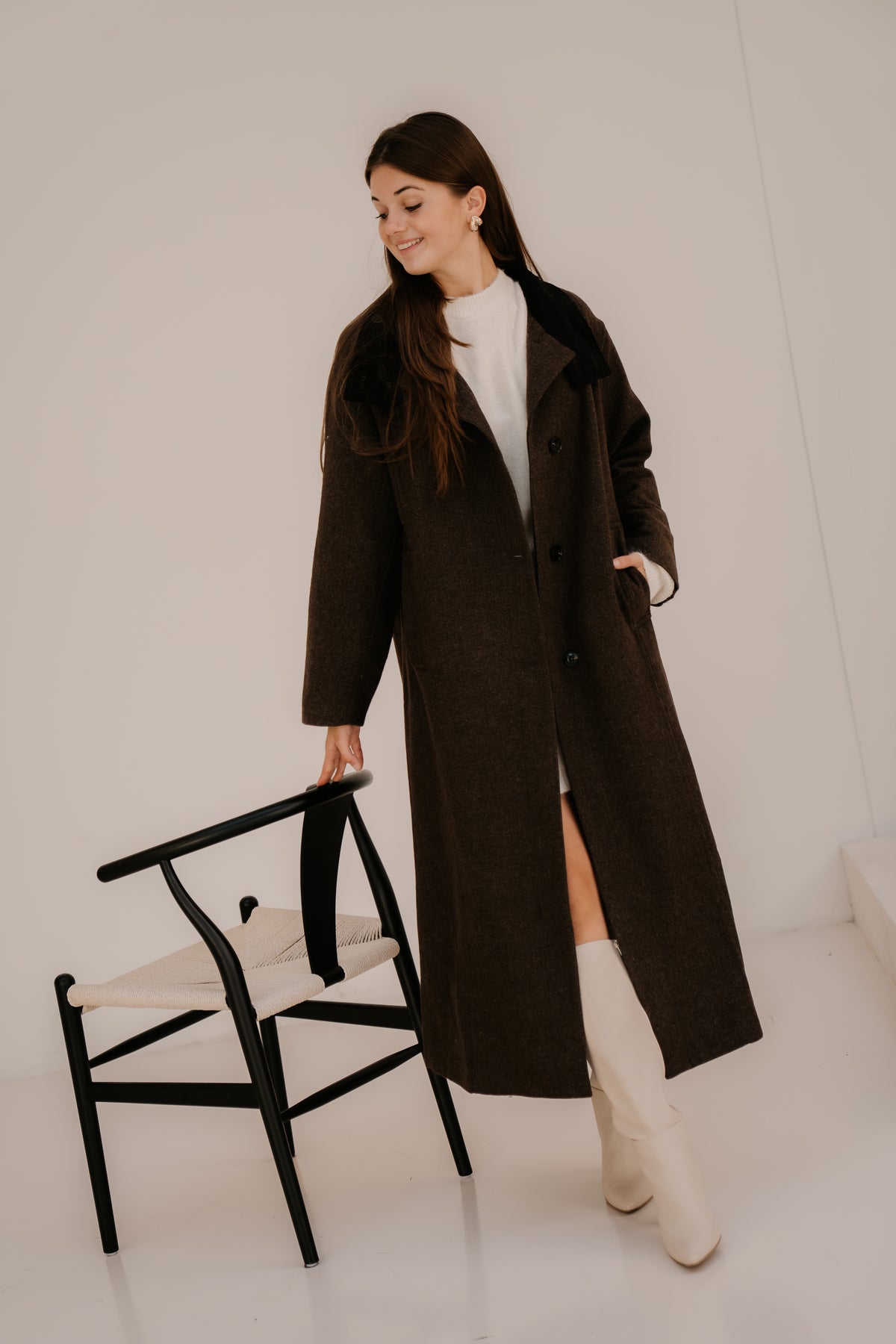 Marcel Mini Check Coat Brown