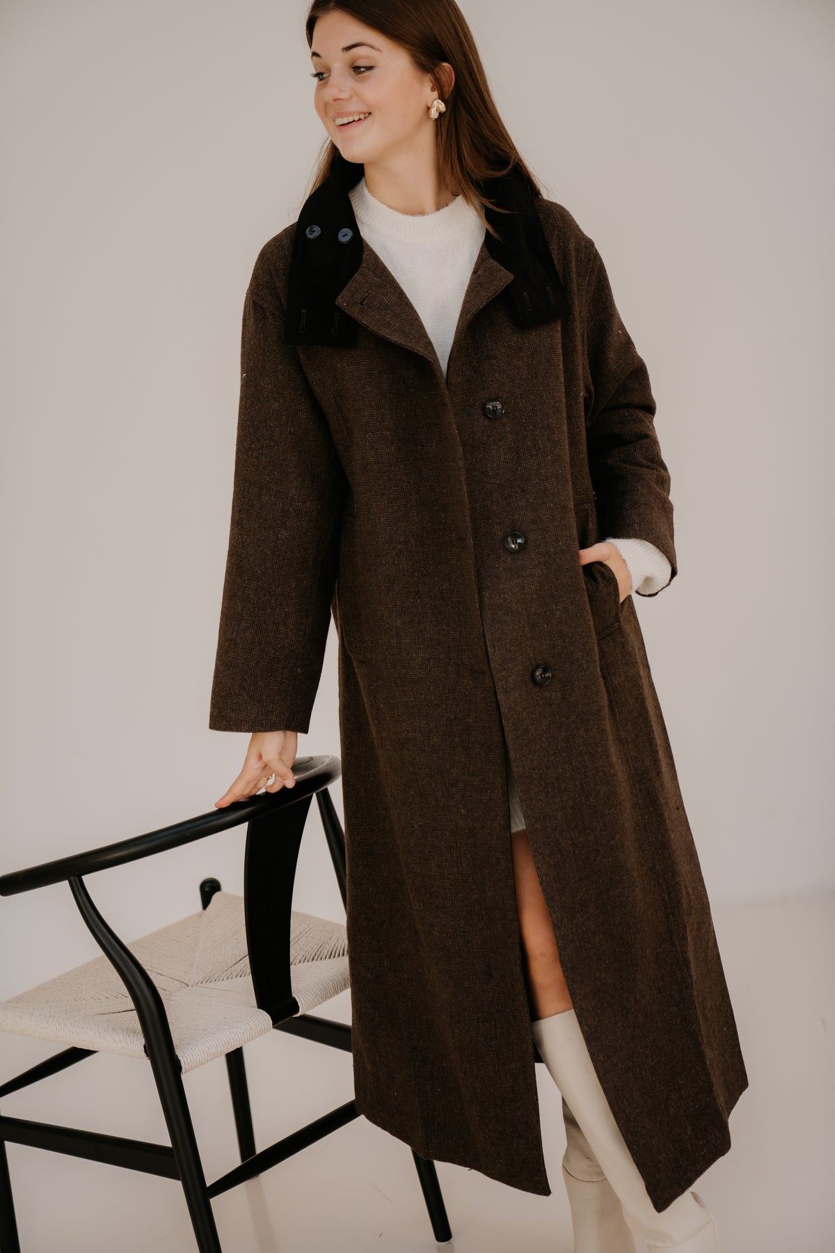 Marcel Mini Check Coat Brown