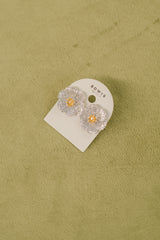 BOW19 Ohrringe Blume Klein Silber Glitzer
