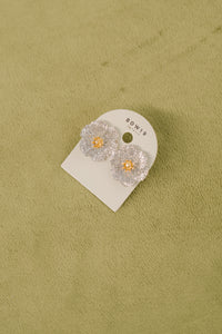 Earrings Flower Small silver glitter