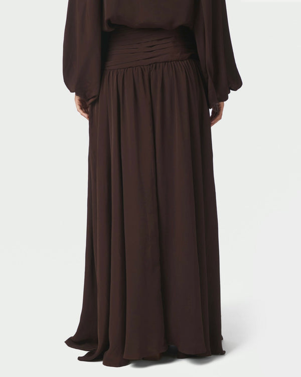 Morien Woven Maxi Skirt Dark Brown
