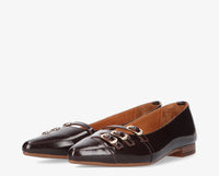 Duna 5-f patent leather ballerina - d.brown