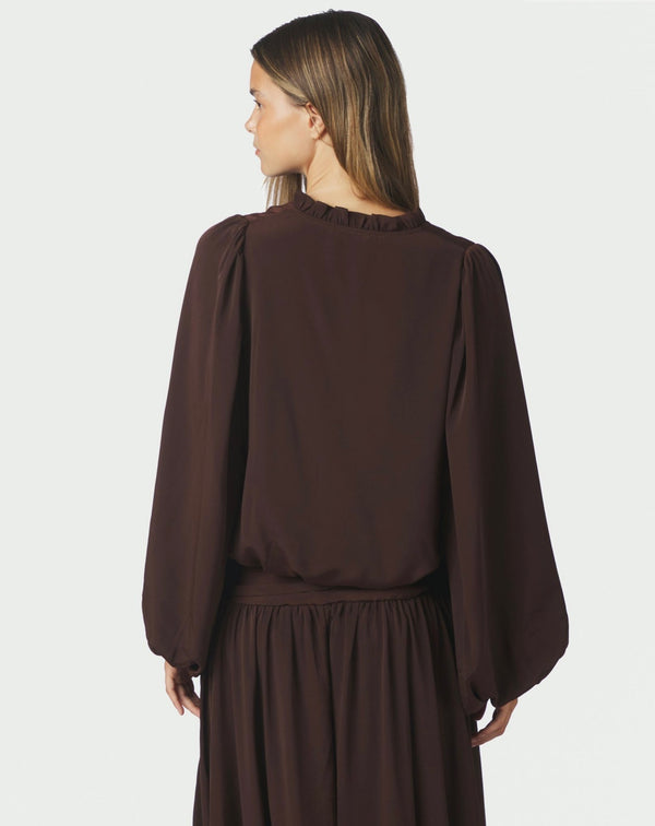 Vivette Woven Blouse Dark Brown