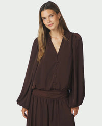 Vivette Woven Blouse Dark Brown
